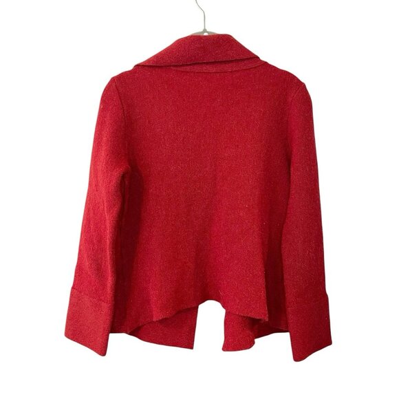 Beyond Threads Cardigan Sweater Women S Red Asymmetrical Alpaca Wool Lagenlook - Picture 2 of 6